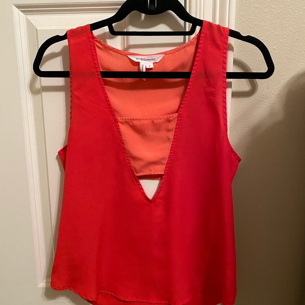BCBGeneration cut out pink coral tank top